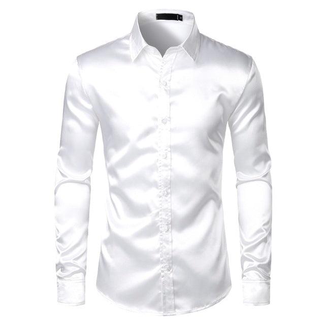 Men's Fashionable Satin Polyvinyl Alcohol Fiber Shirt - EX-STOCK CANADA