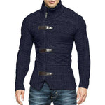 Men's Leather Button Long Sleeve Knit Cardigan - EX-STOCK CANADA