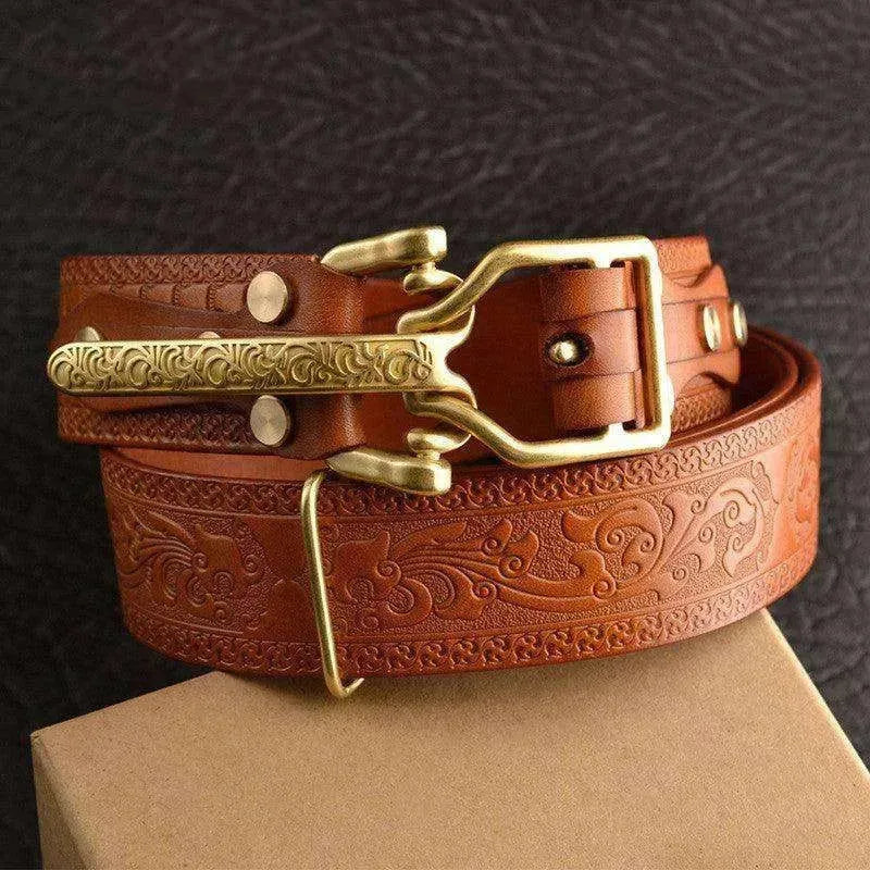 Men's Leisure Leather Belt With Woven Pattern - EX-STOCK CANADA