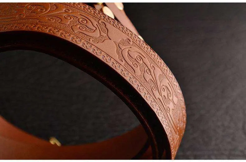 Men's Leisure Leather Belt With Woven Pattern - EX-STOCK CANADA