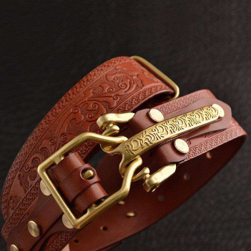 Men's Leisure Leather Belt With Woven Pattern - EX-STOCK CANADA