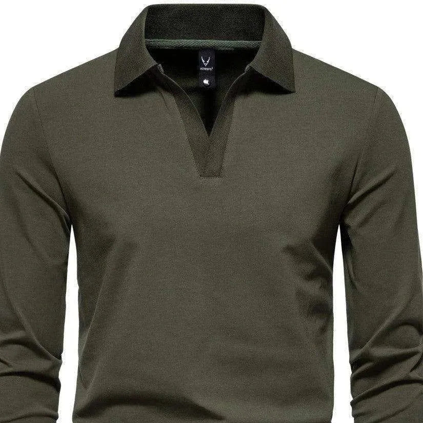 Men's Long Sleeve Solid Polo Shirt Casual Top - EX-STOCK CANADA