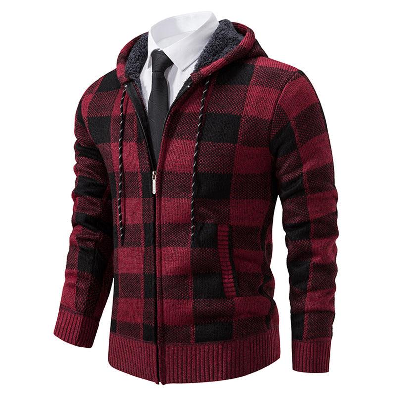 Men's Plaid Thickened Sweater Coat - EX-STOCK CANADA