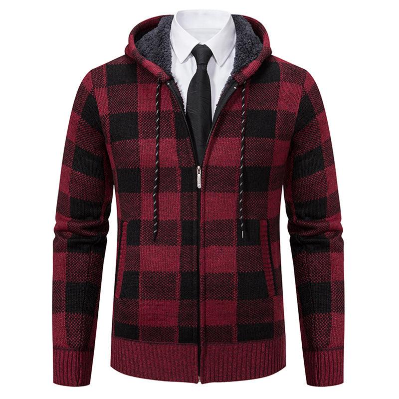 Men's Plaid Thickened Sweater Coat - EX-STOCK CANADA