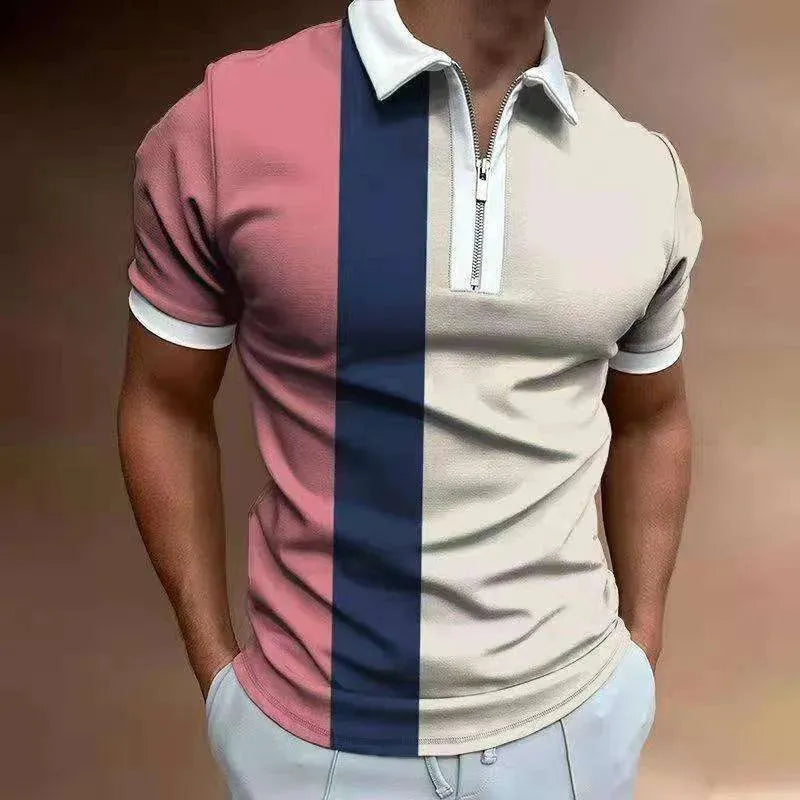 Men's POLO Shirt Striped Printed Short Sleeve Lapel T Shirt - EX-STOCK CANADA