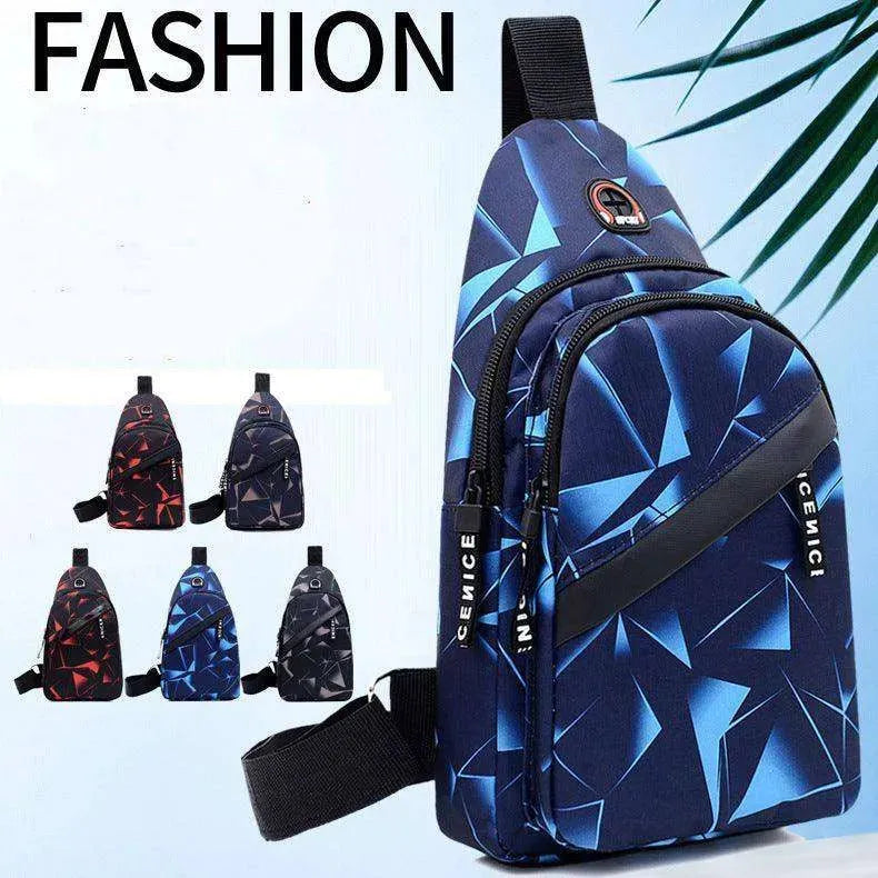 Men's Print Sling Chest & Crossbody Bag With Earphone access Design - EX-STOCK CANADA