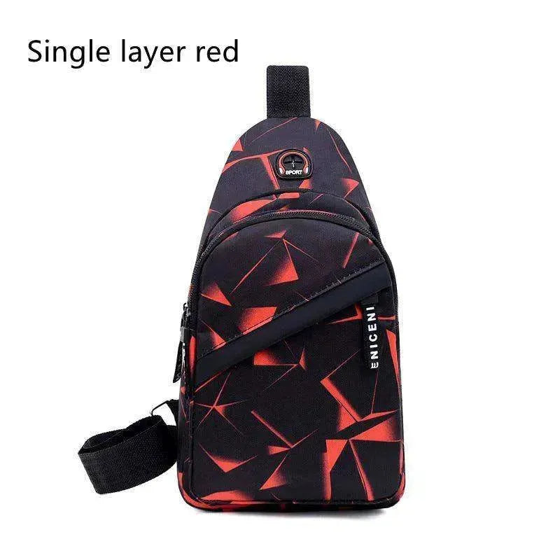 Men's Print Sling Chest & Crossbody Bag With Earphone access Design - EX-STOCK CANADA