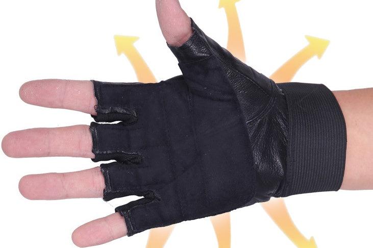 Men's PU Leather Motorcycle Riding Weight Lifting Gym Workout Outdoor Fingerless Glove - EX-STOCK CANADA