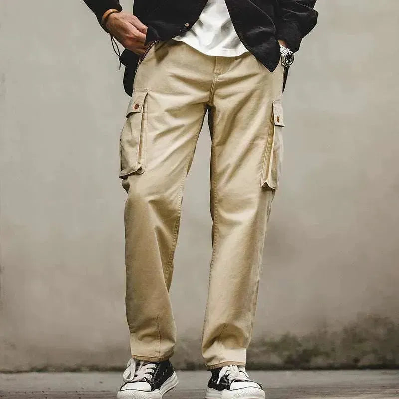 Men's Retro Khaki Tapered Mountain Army Pocket Zipper Casual Pants - EX-STOCK CANADA