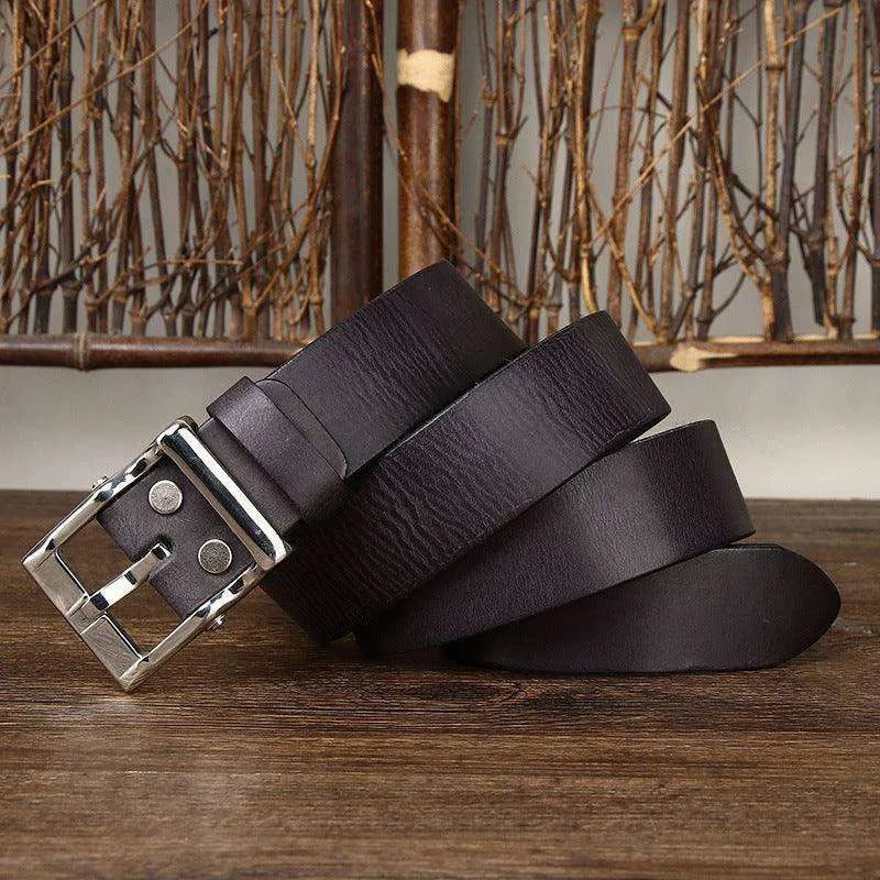 Men's Retro Leather All-match First Layer Cowhide Stainless Steel Buckle Belt - EX-STOCK CANADA