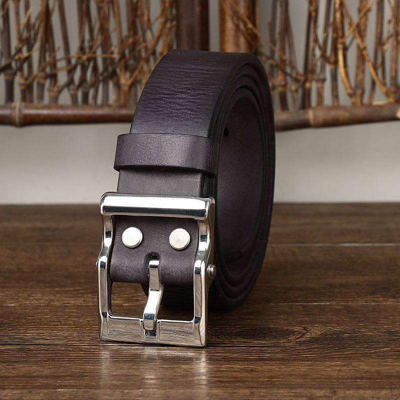 Men's Retro Leather All-match First Layer Cowhide Stainless Steel Buckle Belt - EX-STOCK CANADA