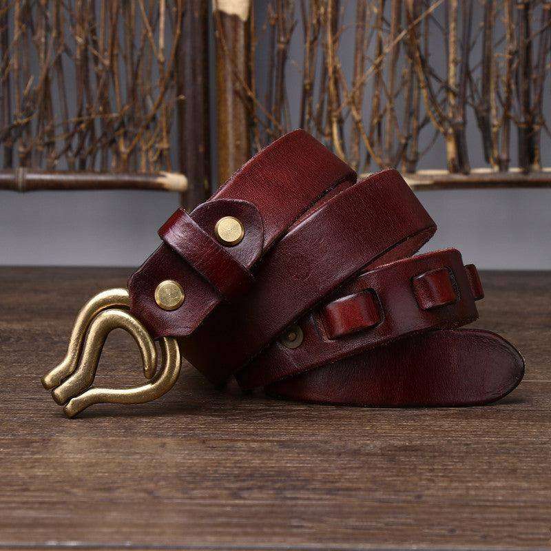 Men's Retro Thick Vegetable Tanned Cowhide Leather Belt - EX-STOCK CANADA
