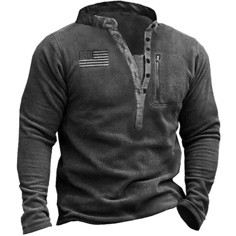 Men's V-neck Button Sweater Fleece - EX-STOCK CANADA