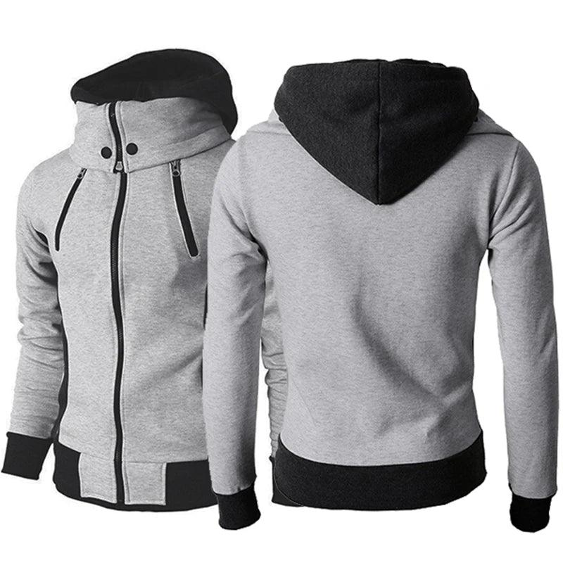 Men's Zip UP Hooded Jacket Fake Two Piece Sports Cardigan Casual Slim Sweatshirt Jacket - EX-STOCK CANADA