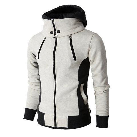 Men's Zip UP Hooded Jacket Fake Two Piece Sports Cardigan Casual Slim Sweatshirt Jacket - EX-STOCK CANADA