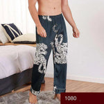 Men sleepwear Bottoms Silk Pajamas Print Long Sleep Pants - EX-STOCK CANADA