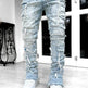 Men Trousers Individual Patched Pants Long Tight Fit Stacked Jeans For Mens Clothing - EX-STOCK CANADA