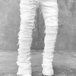 Men Trousers Individual Patched Pants Long Tight Fit Stacked Jeans For Mens Clothing - EX-STOCK CANADA