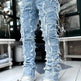 Men Trousers Individual Patched Pants Long Tight Fit Stacked Jeans For Mens Clothing - EX-STOCK CANADA