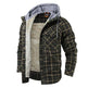 Men Warm Jacket Fleece Lining Lumberjack Plaid Hooded Jackets Snap Button - EX-STOCK CANADA