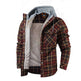 Men Warm Jacket Fleece Lining Lumberjack Plaid Hooded Jackets Snap Button - EX-STOCK CANADA