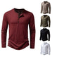 Mens Clothing Long Sleeve T-shirt Fashion Button Henry Collar Tops - EX-STOCK CANADA