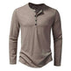 Mens Clothing Long Sleeve T-shirt Fashion Button Henry Collar Tops - EX-STOCK CANADA