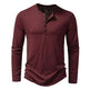 Mens Clothing Long Sleeve T-shirt Fashion Button Henry Collar Tops - EX-STOCK CANADA