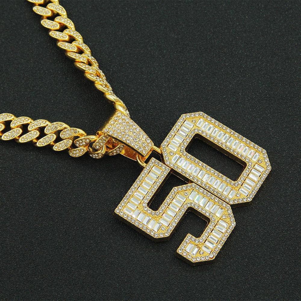 Mens Fashion Full Diamond Number 50 Pendant Necklace - EX-STOCK CANADA