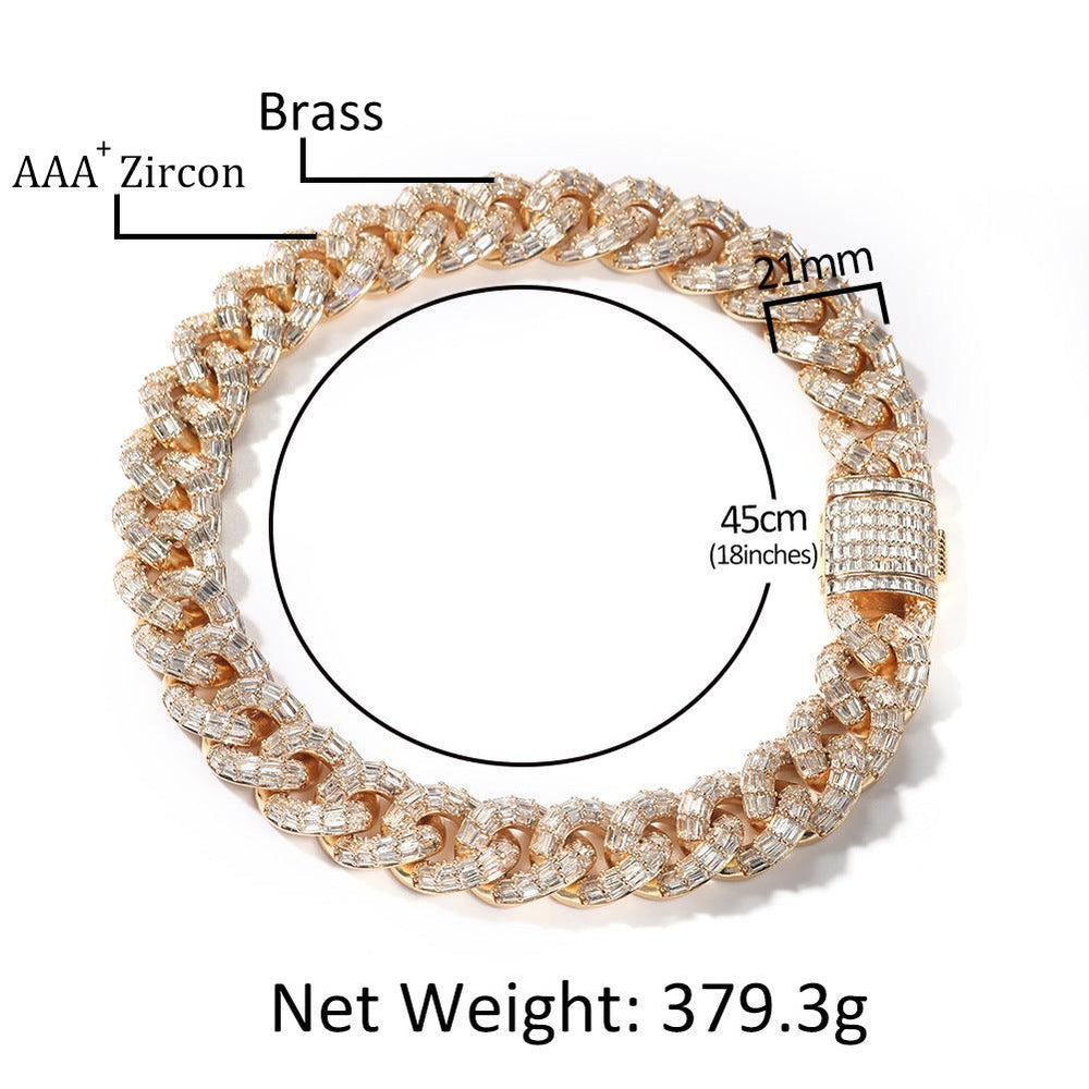 Mens Fashion Personalized Square Zirconium Cuban Bracelet Necklace - EX-STOCK CANADA