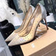 Mesh Rhinestone Transparent Women's Single Shoes Pointed High Heels Women - EX-STOCK CANADA