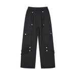 Metal Snap Fastener Detachable Webbing Multi-pocket Wide Leg Straight Overalls - EX-STOCK CANADA