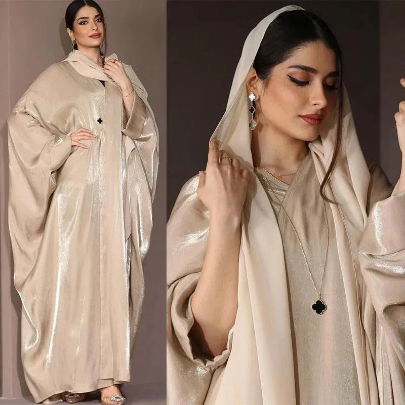 Middle East Arab Fashion Bright Silk Satin Robe Women's Clothing - EX-STOCK CANADA