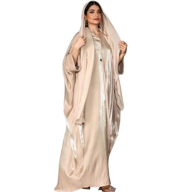 Middle East Arab Fashion Bright Silk Satin Robe Women's Clothing - EX-STOCK CANADA