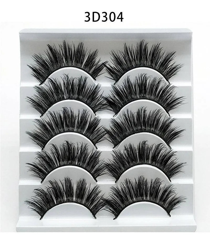 Mink False Eyelashes 3D False Eyelashes Five Pairs Of Soft Cotton Stalk Eyelashes - EX-STOCK CANADA