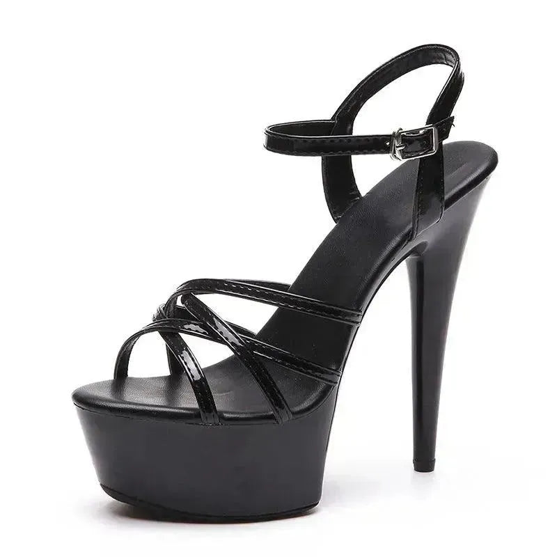 Model High Heels Sexy Buckle Women's Shoes 15cm Stiletto - EX-STOCK CANADA