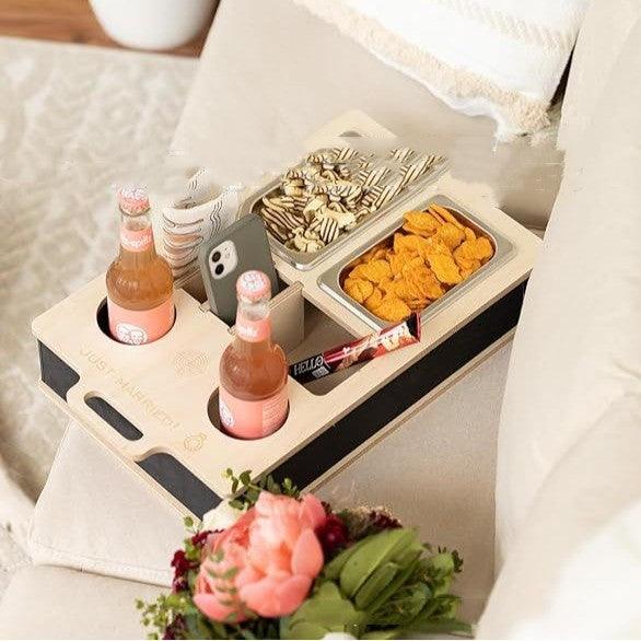 Natural Sofa Butler Snack Drinks Placed Wooden Box Tray - EX-STOCK CANADA