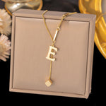 Necklace Ornament Titanium Steel Tassel 26 Letters Female Small Square Pendant Graceful Personality Jewelry - EX-STOCK CANADA