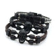 Neutral Stylish Men's Skull Black Buttons & Leather Bracelet - EX-STOCK CANADA