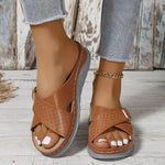 New Buckle Cross-design Slippers Summer Wedges Sandals Fashion Women's Beach Shoes - EX-STOCK CANADA