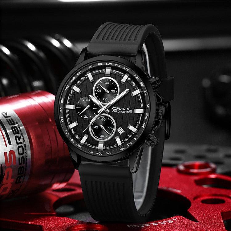 New Men's Silicone Strap Six-pin Steel Strap Business Casual Watch for Men - EX-STOCK CANADA