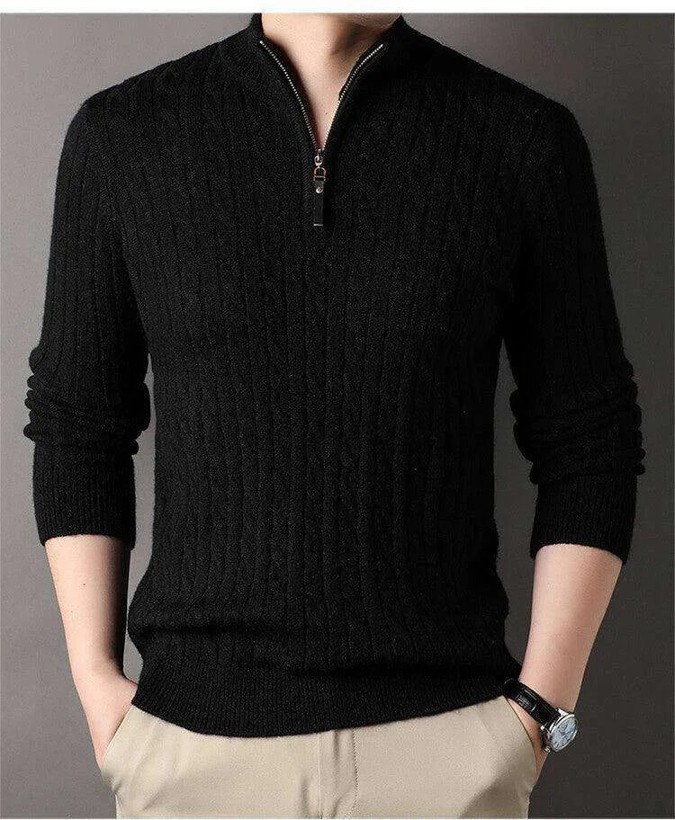 New Men's Solid Color Half Zipper Thick Sweater - EX-STOCK CANADA