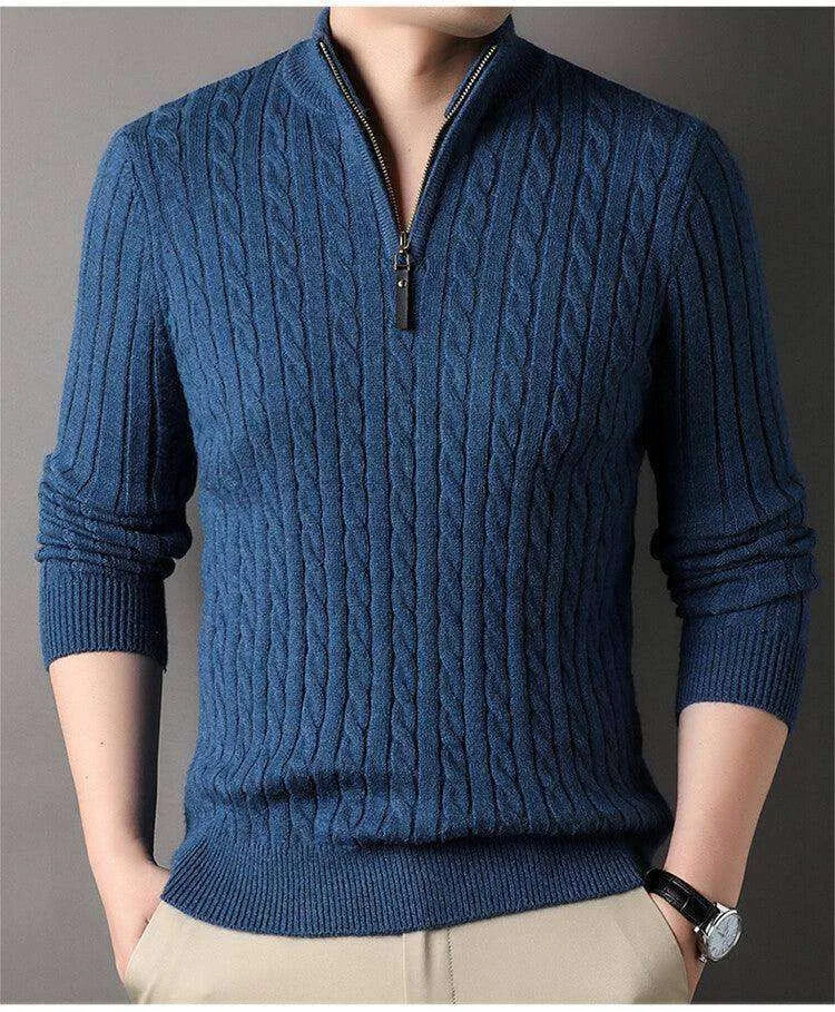 New Men's Solid Color Half Zipper Thick Sweater - EX-STOCK CANADA