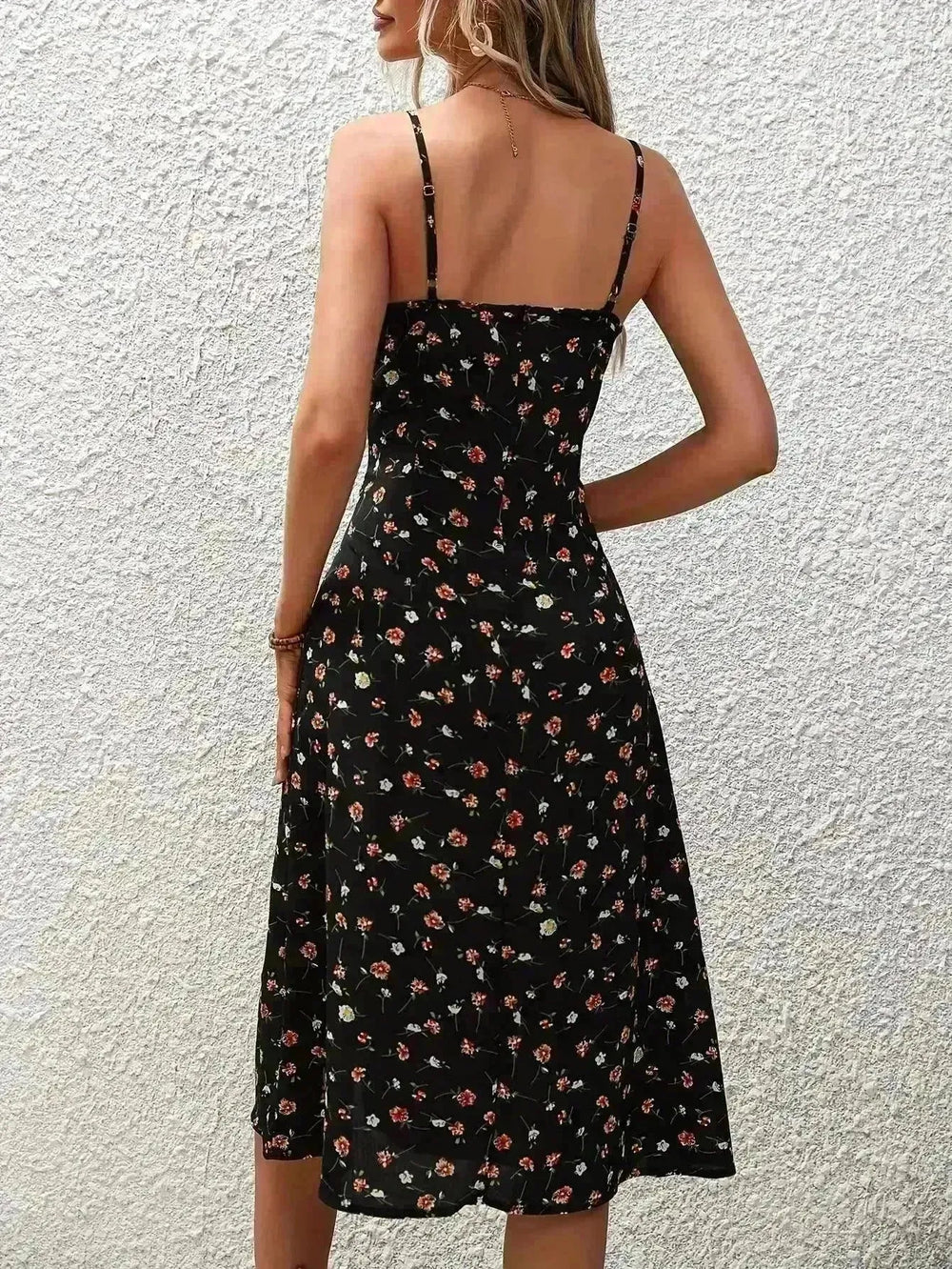 New Polka Dot Print Suspender Dress Summer Sexy Slit Long Dresses For Womens Clothing - EX-STOCK CANADA