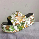 New Round Toe Wedge Embroidered Classic Embroidery Slippers For Women - EX-STOCK CANADA