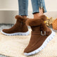 New Snow Boots Winter Warm Thickened Solid Color Plush Ankle Boots With Buckle Design Plus Velvet Flat Shoes For Women - EX-STOCK CANADA