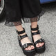 New Summer Roman Style European and American Ladies Ankle buckle Leather High Heel Wedge Black sandals . - EX-STOCK CANADA