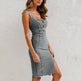 New U-neck Suspender Denim Dress Summer Casual Tight Slim Fit Dresses With Slit Design Womens Clothing - EX-STOCK CANADA