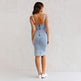 New U-neck Suspender Denim Dress Summer Casual Tight Slim Fit Dresses With Slit Design Womens Clothing - EX-STOCK CANADA