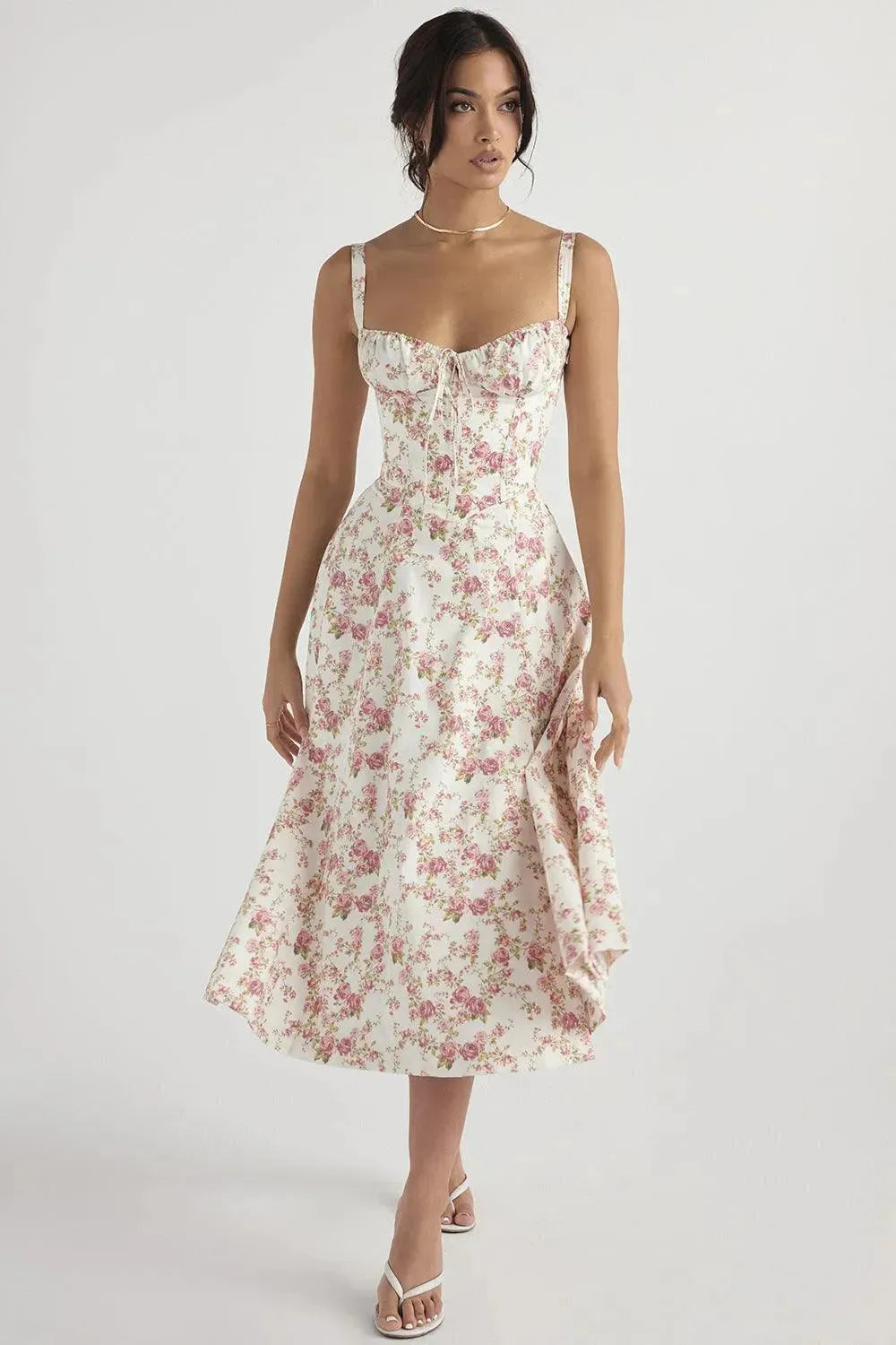 New Women's Floral Print Dress With Straps - EX-STOCK CANADA